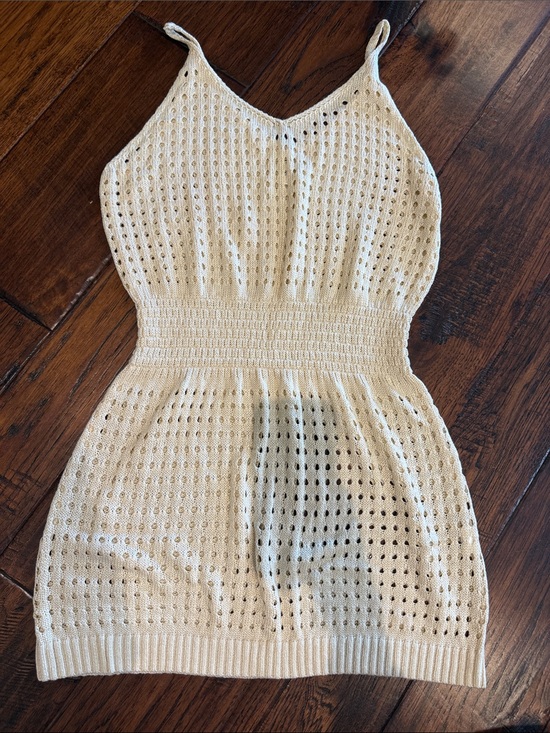 Amazon Other - Amazon Cream Crochet Swim Coverup Dress